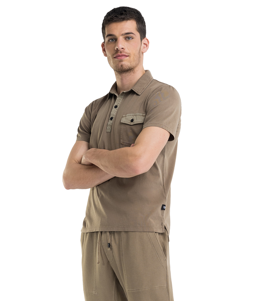 ESSENTIAL ガーメントダイコットンジャージーポロシャツ 詳細画像 シガーブラウン 3